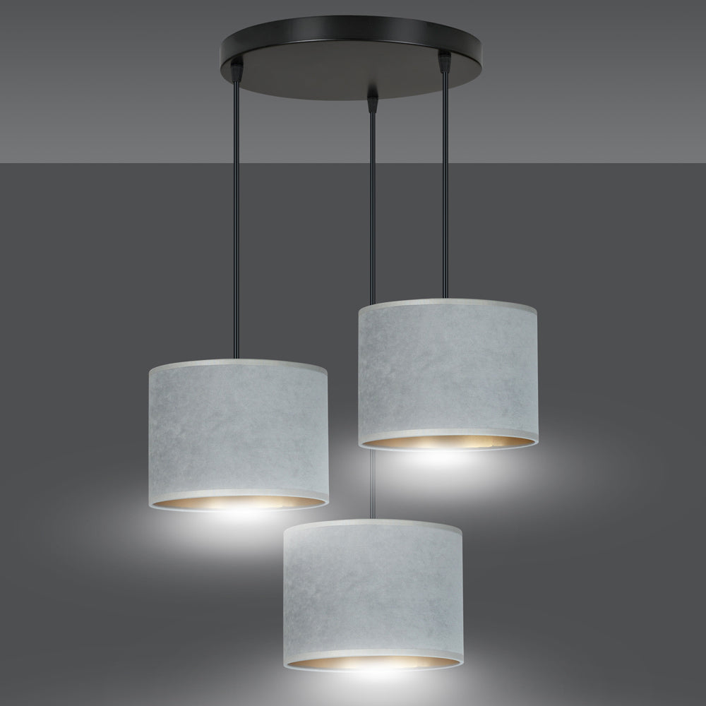 Lampa wisząca Hellid x3 asymetryczna średnica 50 cm szara