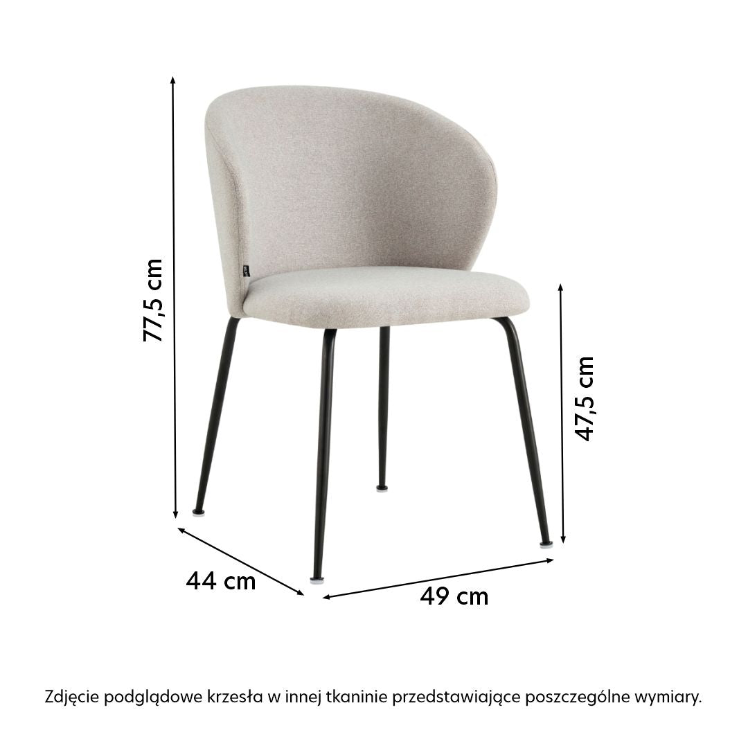 Krzesło tapicerowane Mealize w tkaninie hydrofobowej plecionka szary melanż na czarnych nogach
