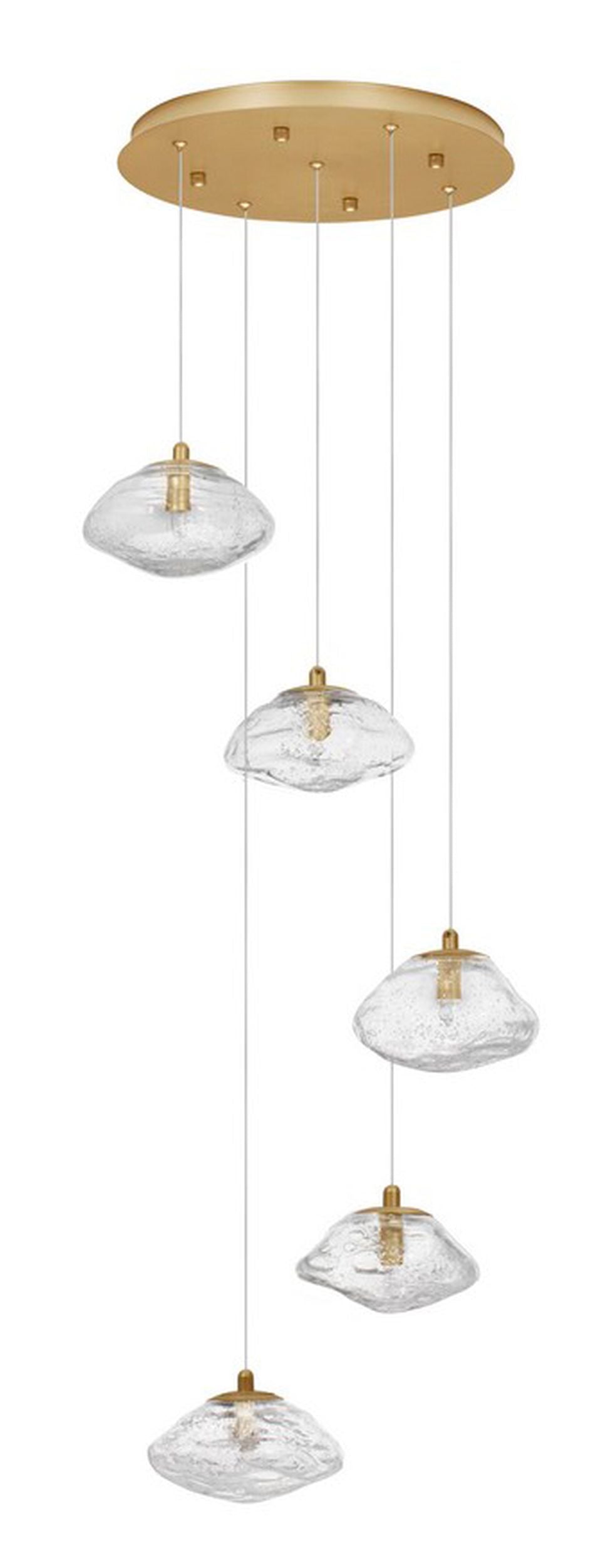 Lampa wisząca Elanke x5 na okrągłej podsufitce złota