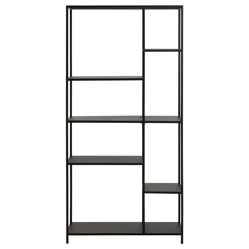 Regał otwarty metalowy Seaford niesymetryczny 165 cm czarny
