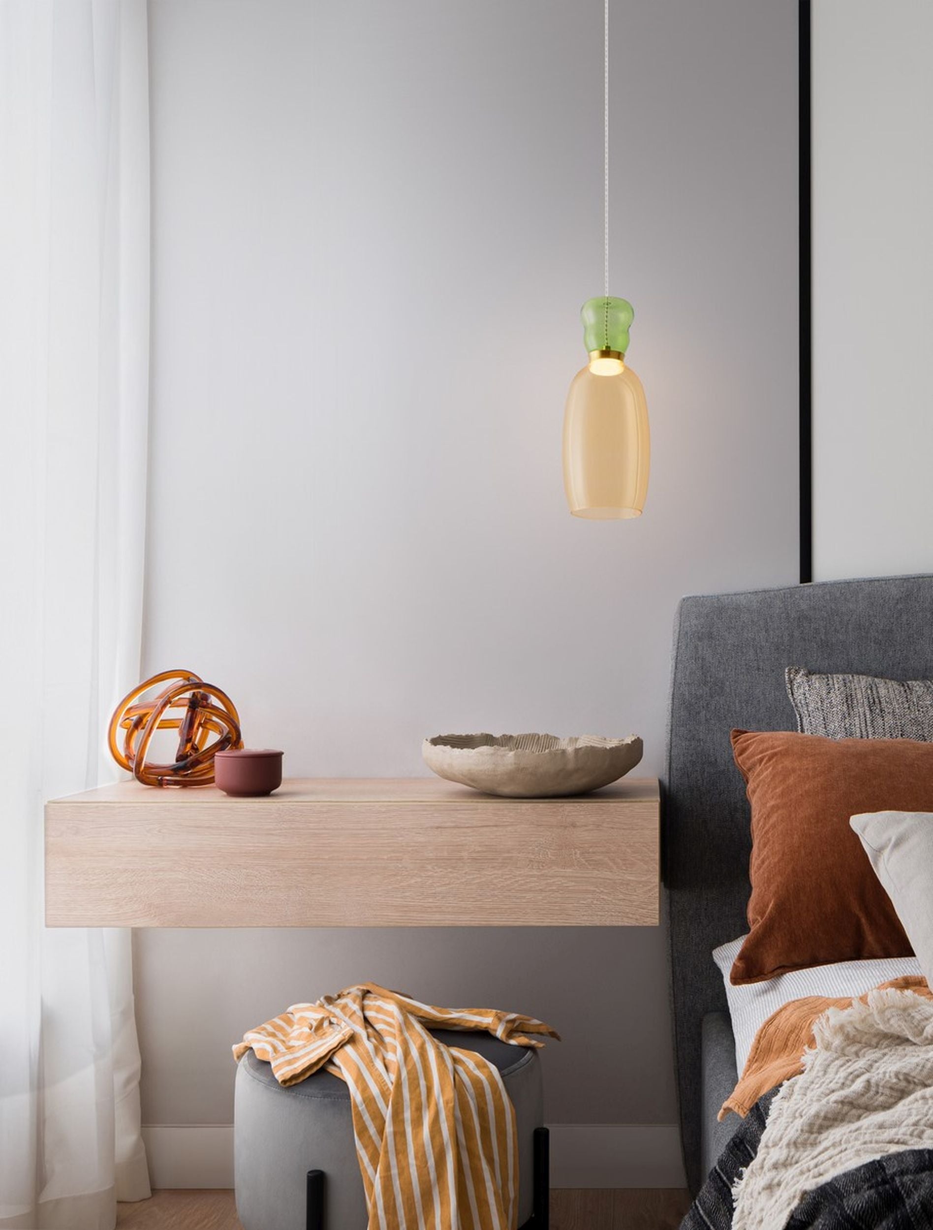 Lampa wisząca Kiands LED x1 zielono-złota