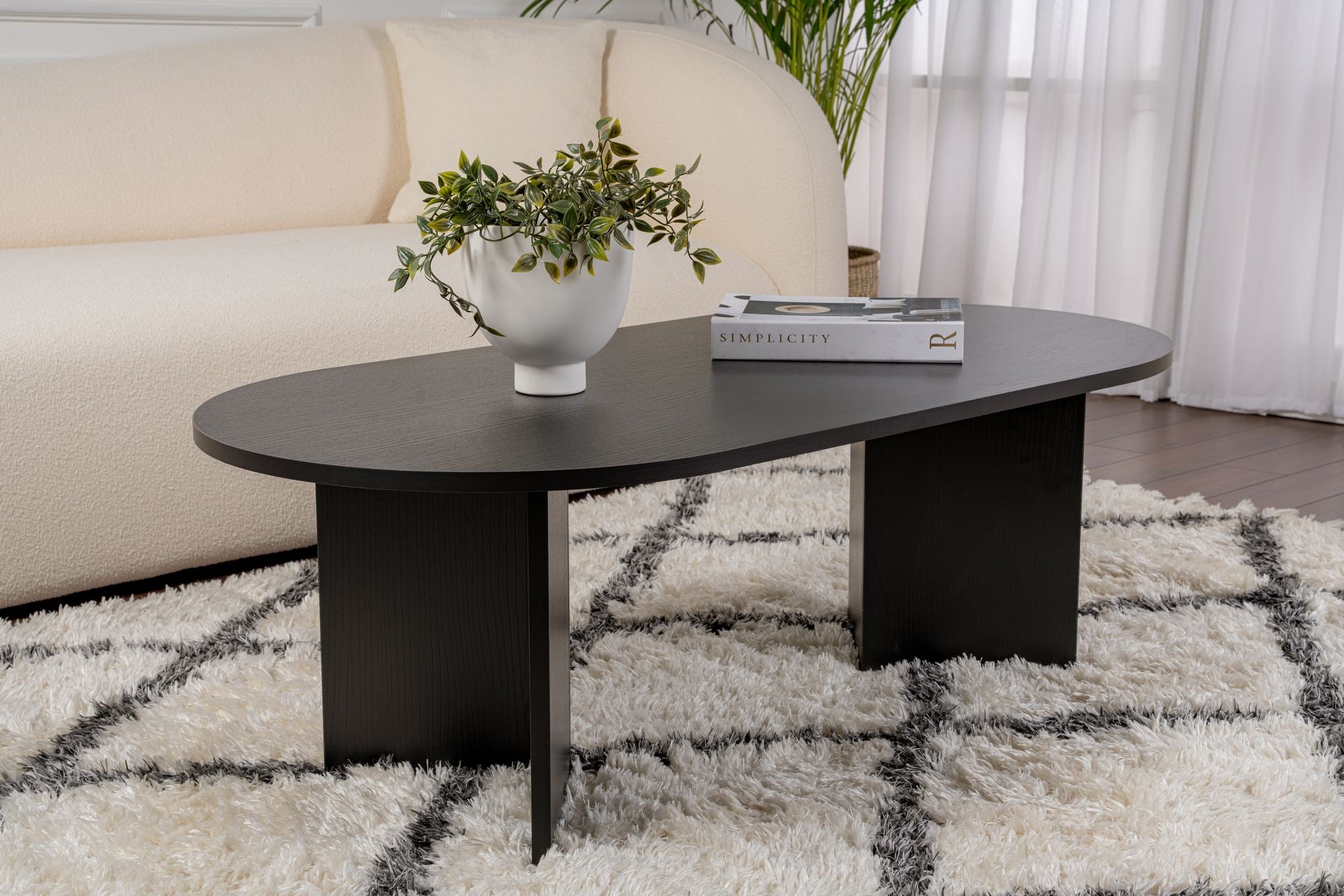Stolik kawowy Sable owalny blat 119x60 cm czarny