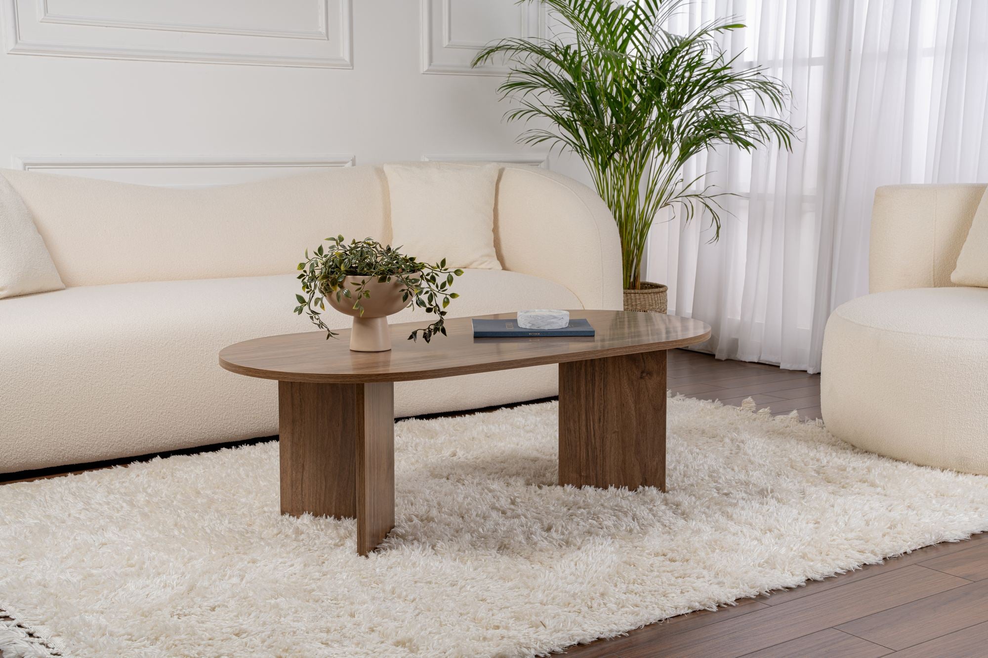 Stolik kawowy Sable owalny blat 119x60 cm orzech