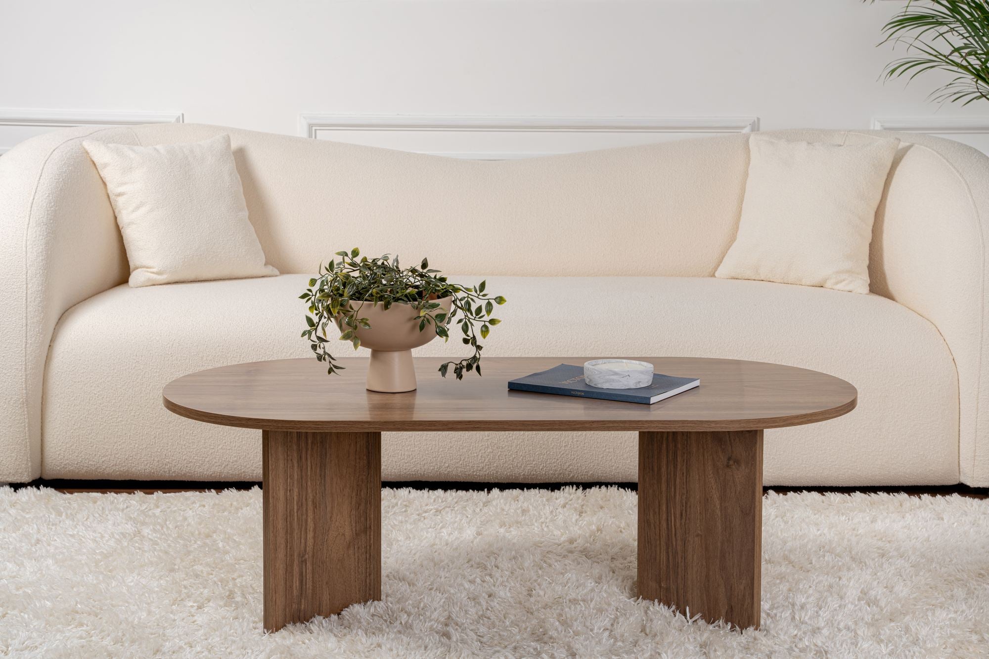 Stolik kawowy Sable owalny blat 119x60 cm orzech