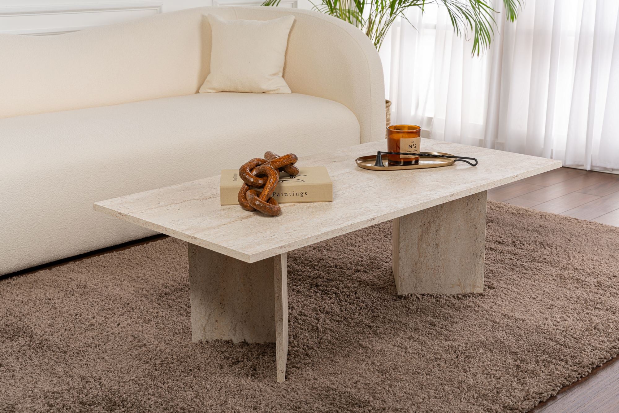 Stolik kawowy Sponsis 119x60 cm trawertyn
