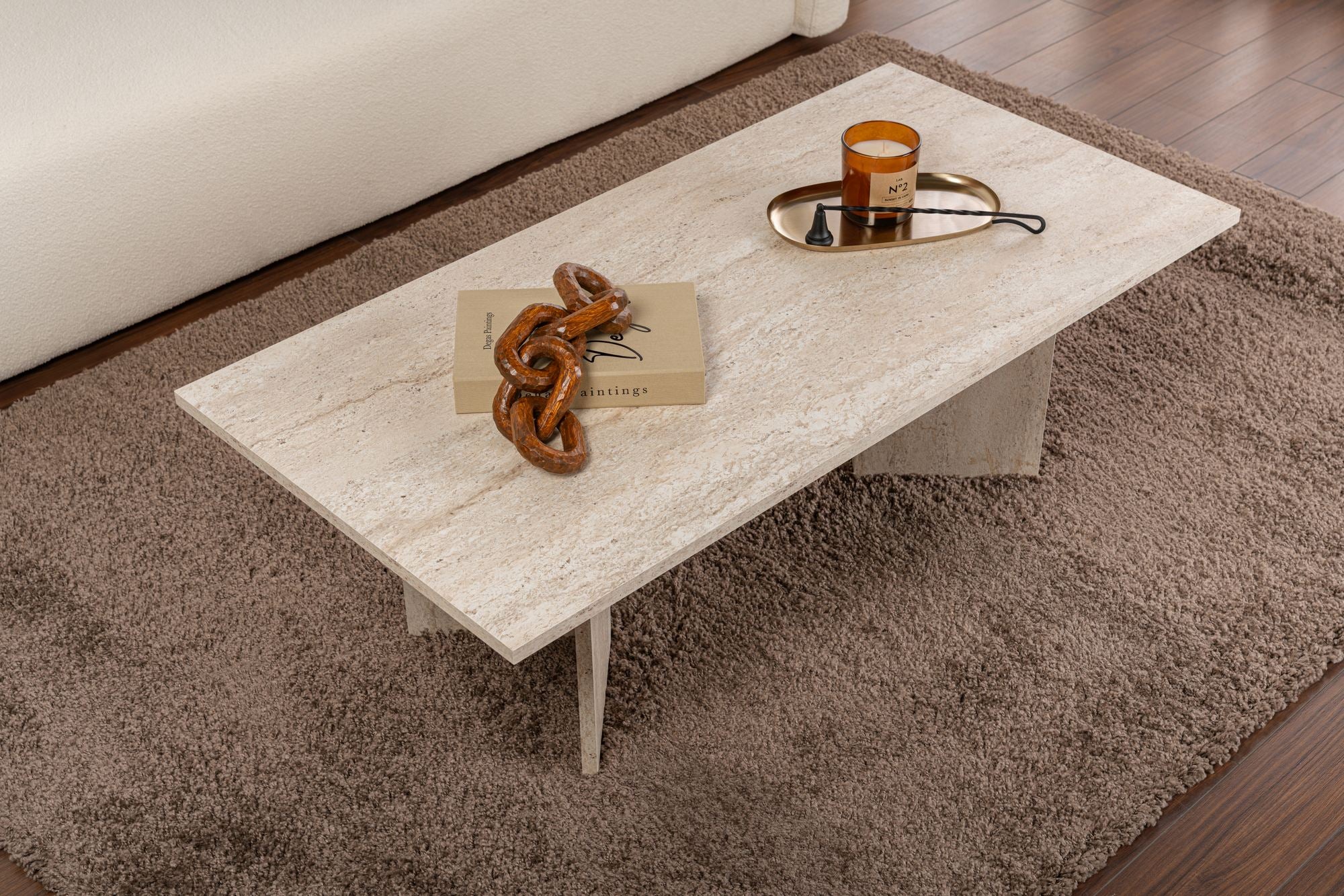 Stolik kawowy Sponsis 119x60 cm trawertyn