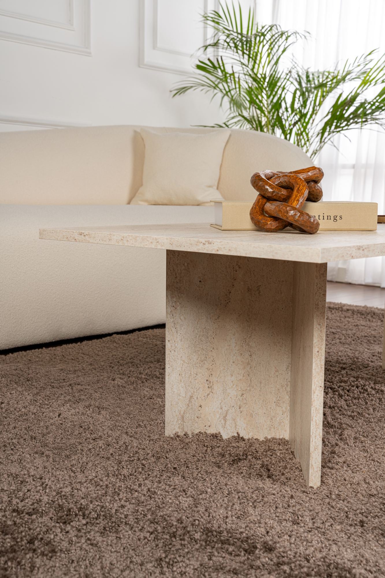Stolik kawowy Sponsis 119x60 cm trawertyn