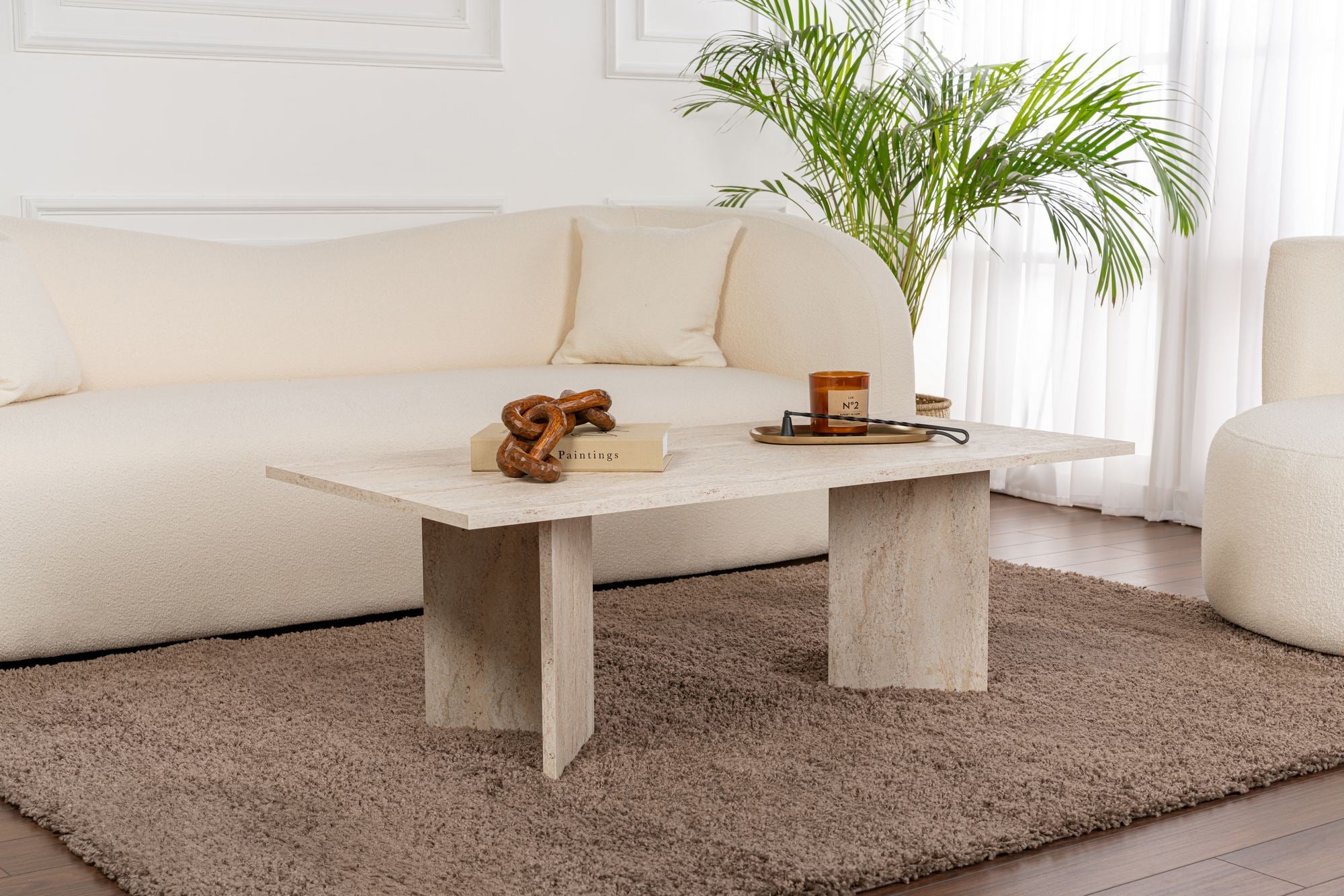 Stolik kawowy Sponsis 119x60 cm trawertyn