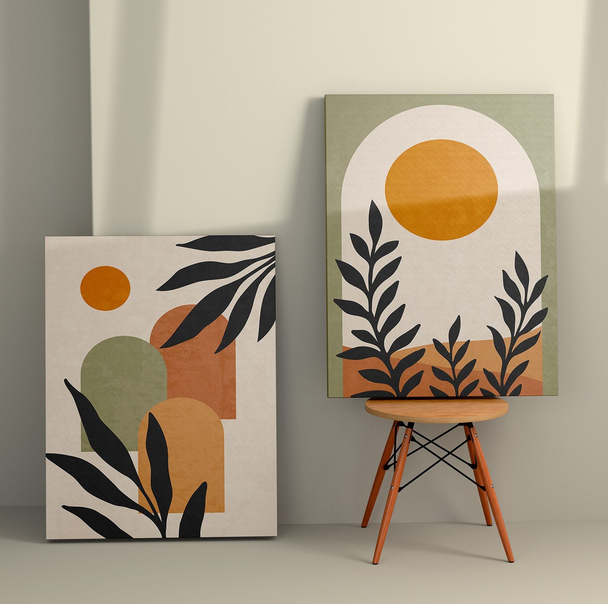 Zestaw 2 obrazów na płótnie Dooleaches 70x50 cm ciepłe barwy
