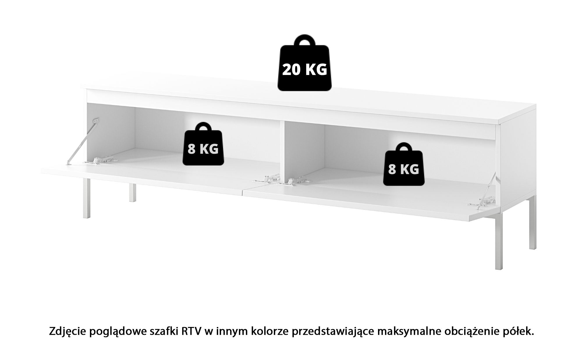 Szafka RTV Bemmi 150 cm czarna ze złotymi nogami