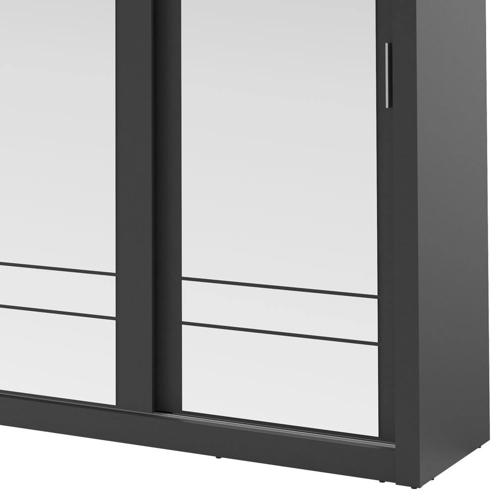Szafa Arti 250 cm z trzema lustrami i oświetleniem czarna