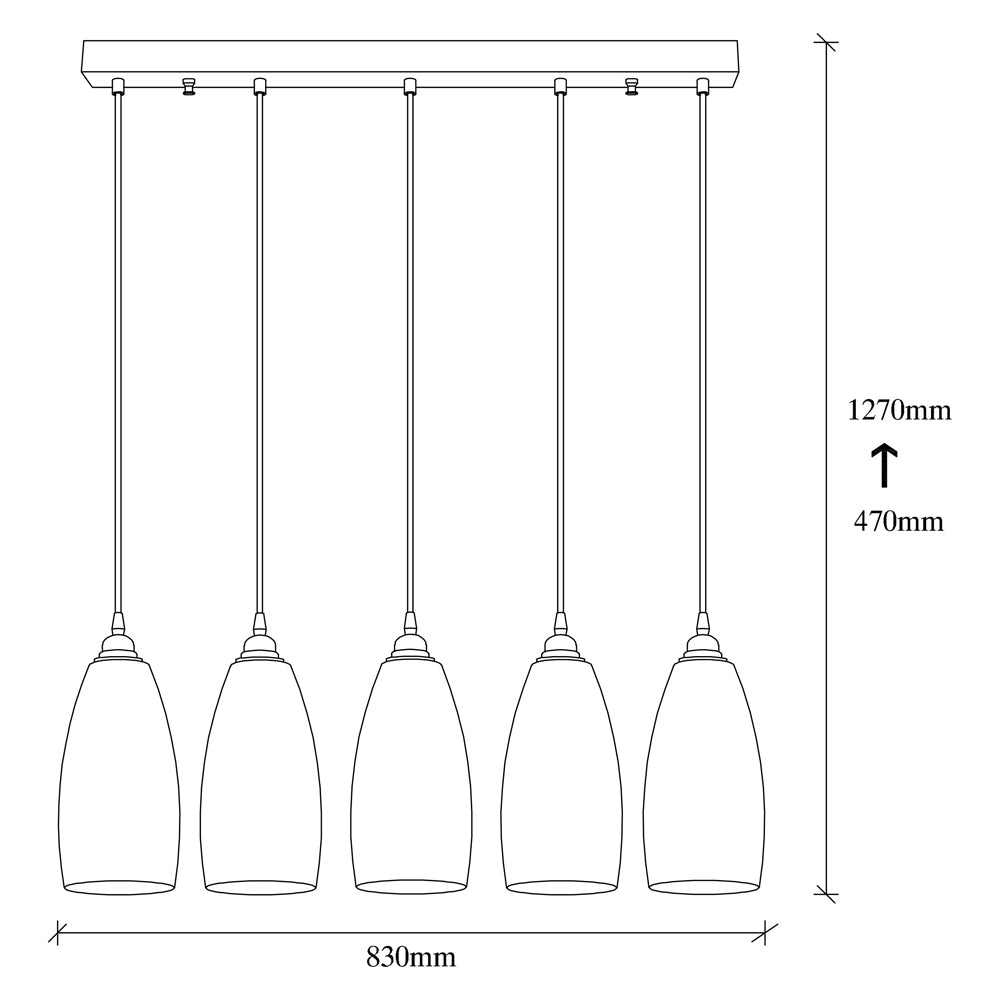 Lampa sufitowa Communis x5 83 cm ciemne szkło