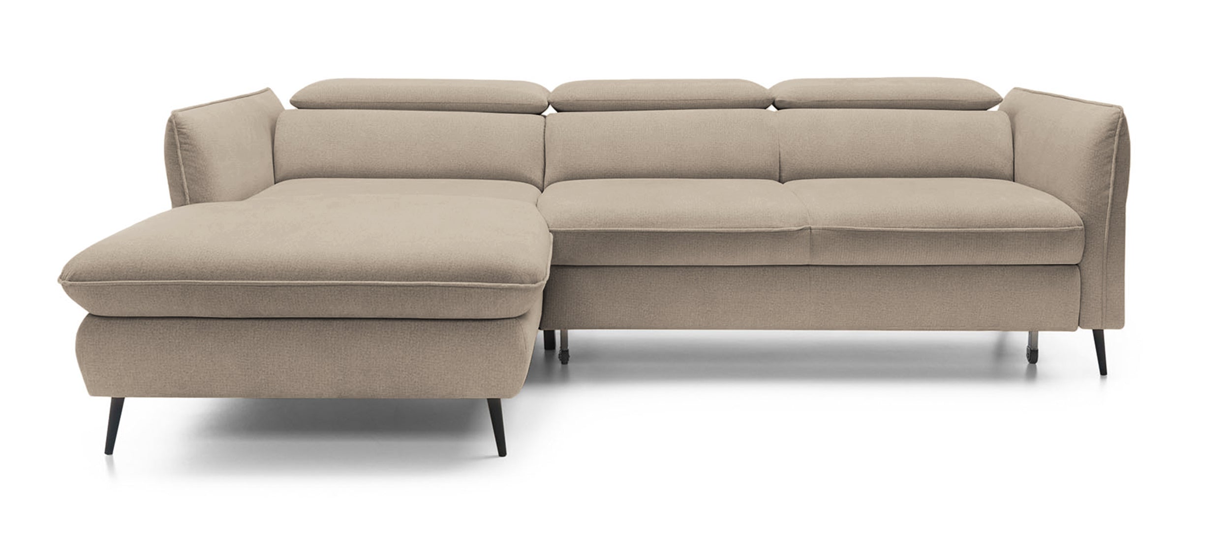 Narożnik z funkcją spania Beira z pojemnikiem beżowy prawostronny