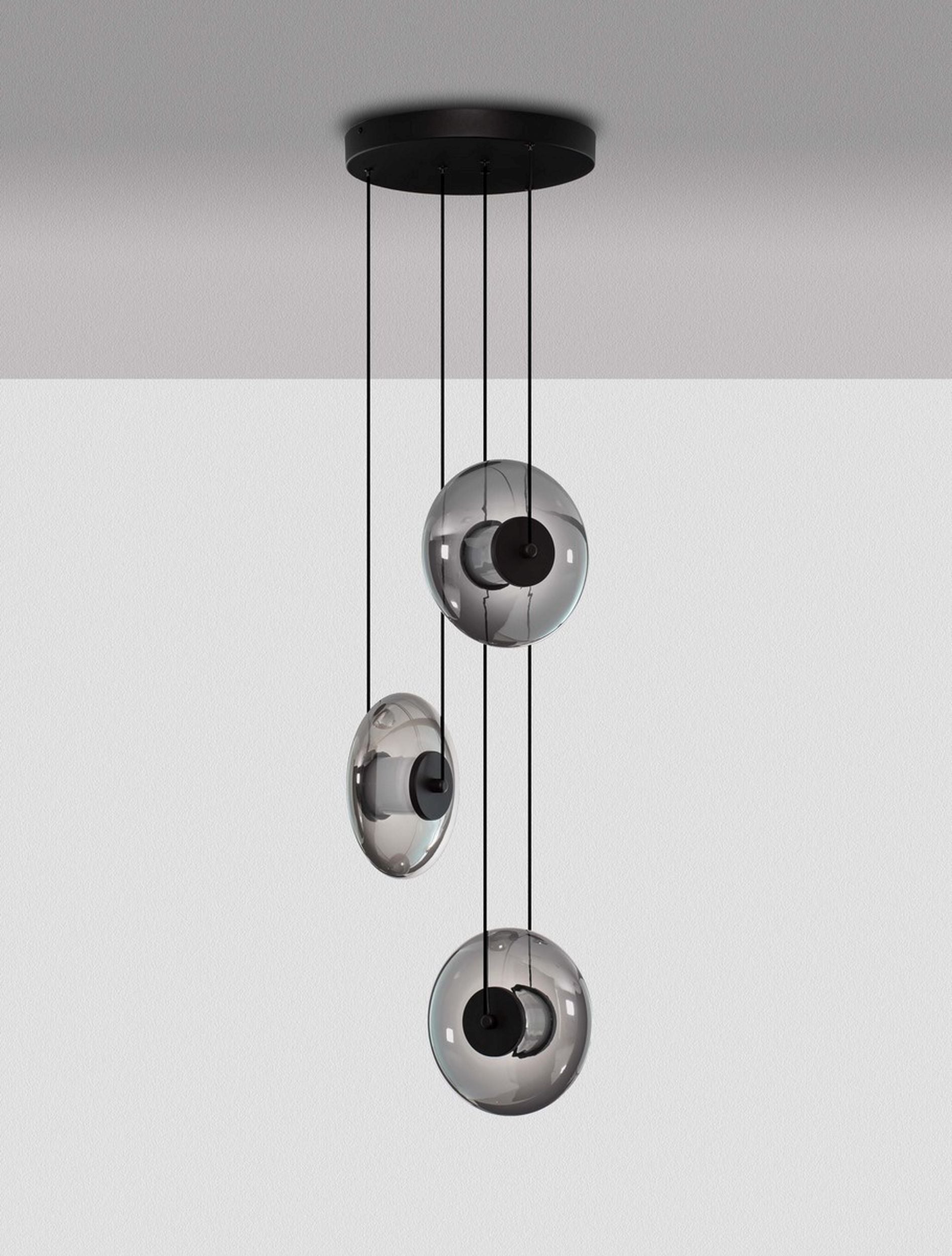 Lampa wisząca Lynoll LED na okrągłej podsufitce x3 czarna