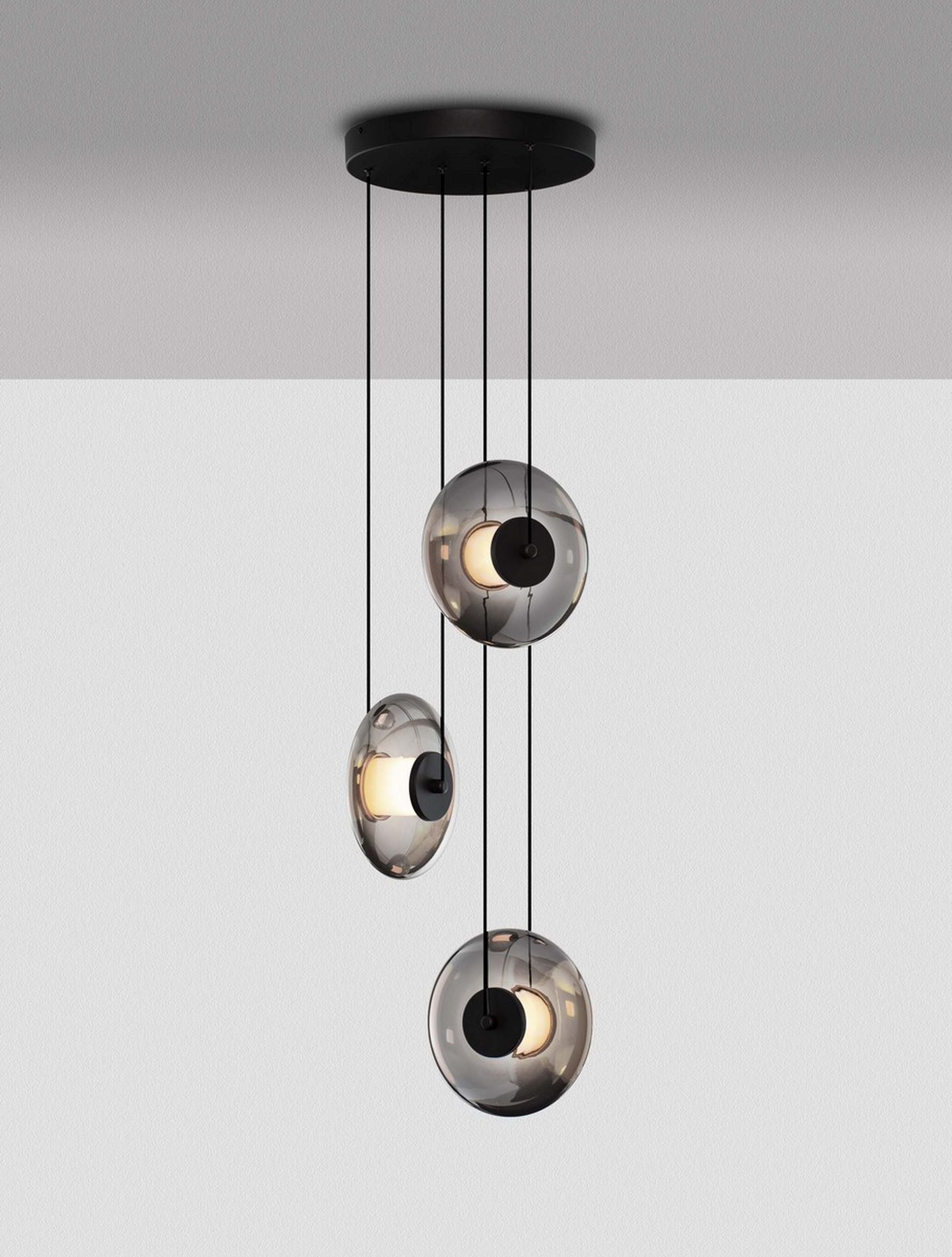 Lampa wisząca Lynoll LED na okrągłej podsufitce x3 czarna