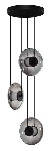 Lampa wisząca Lynoll LED na okrągłej podsufitce x3 czarna