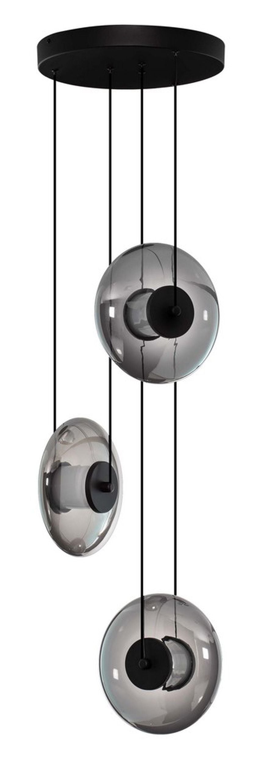 Lampa wisząca Lynoll LED na okrągłej podsufitce x3 czarna