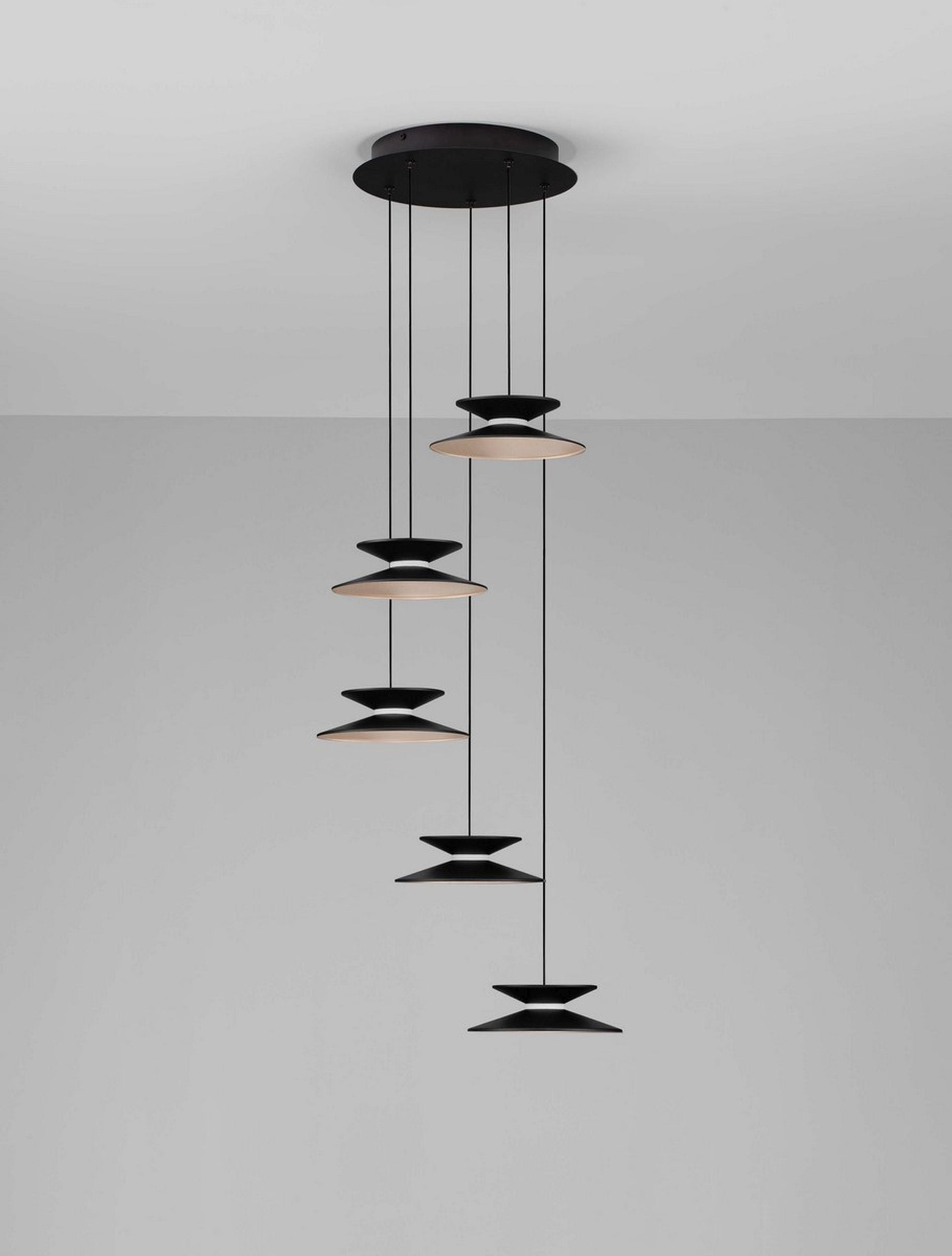 Lampa wisząca Sketter LED x5 złoto-czarna