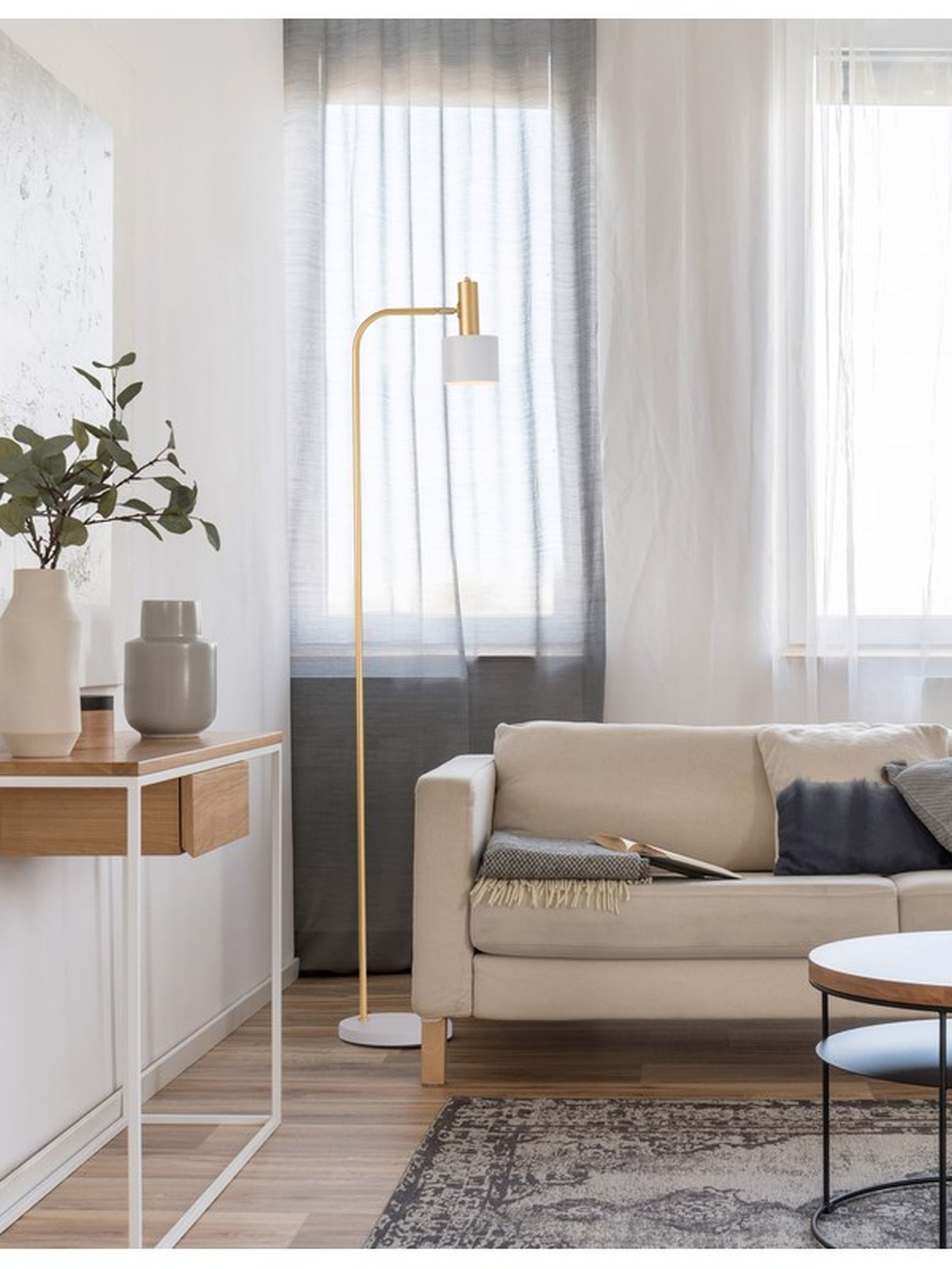 Lampa podłogowa Chilley biało-złota