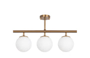 Lampa sufitowa Unchence x3 złoto vintage/ mleczne klosze