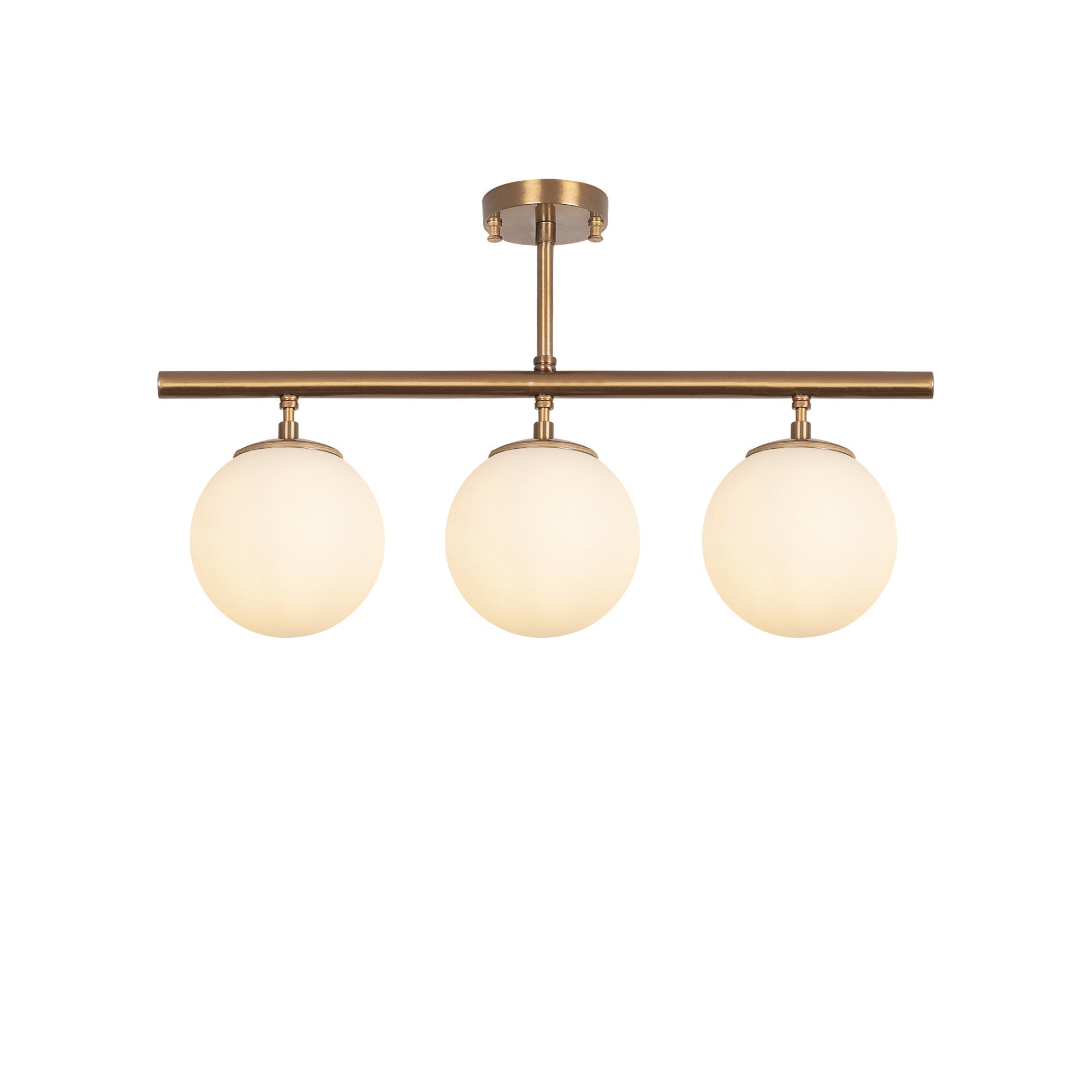 Lampa sufitowa Unchence x3 złoto vintage/ mleczne klosze