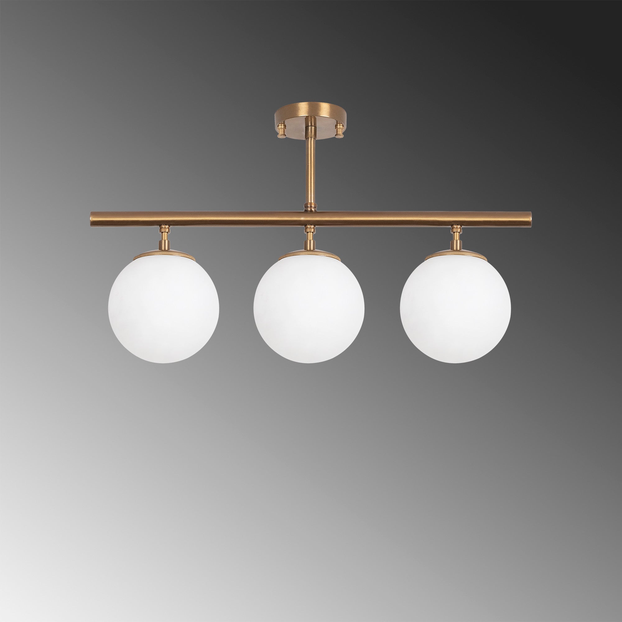 Lampa sufitowa Unchence x3 złoto vintage/ mleczne klosze