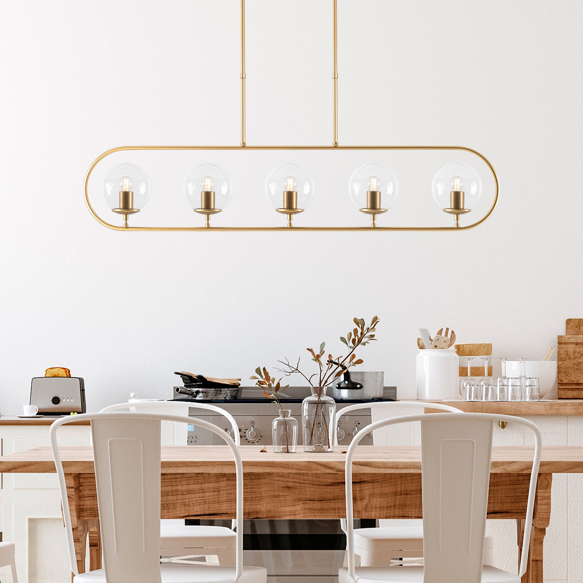 Lampa wisząca Tribilia x5 złota/transparentny klosz