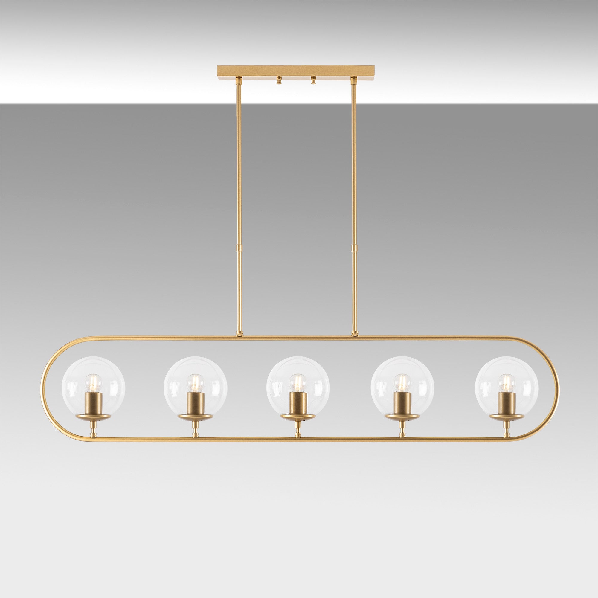 Lampa wisząca Tribilia x5 złota/transparentny klosz
