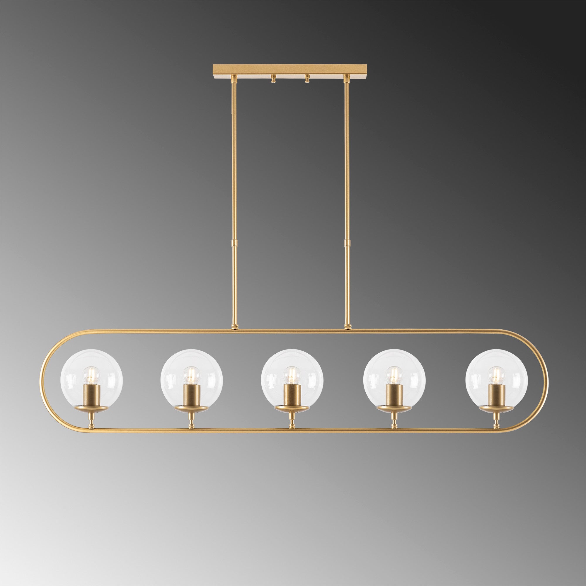 Lampa wisząca Tribilia x5 złota/transparentny klosz