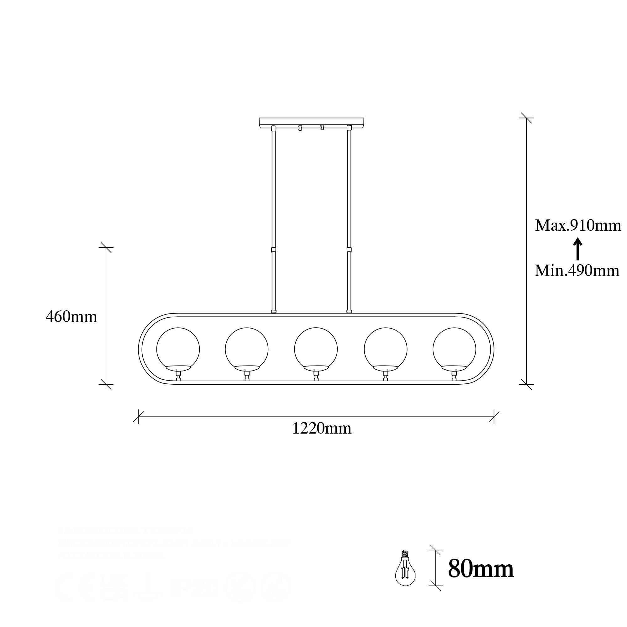 Lampa wisząca Tribilia x5 złota/transparentny klosz