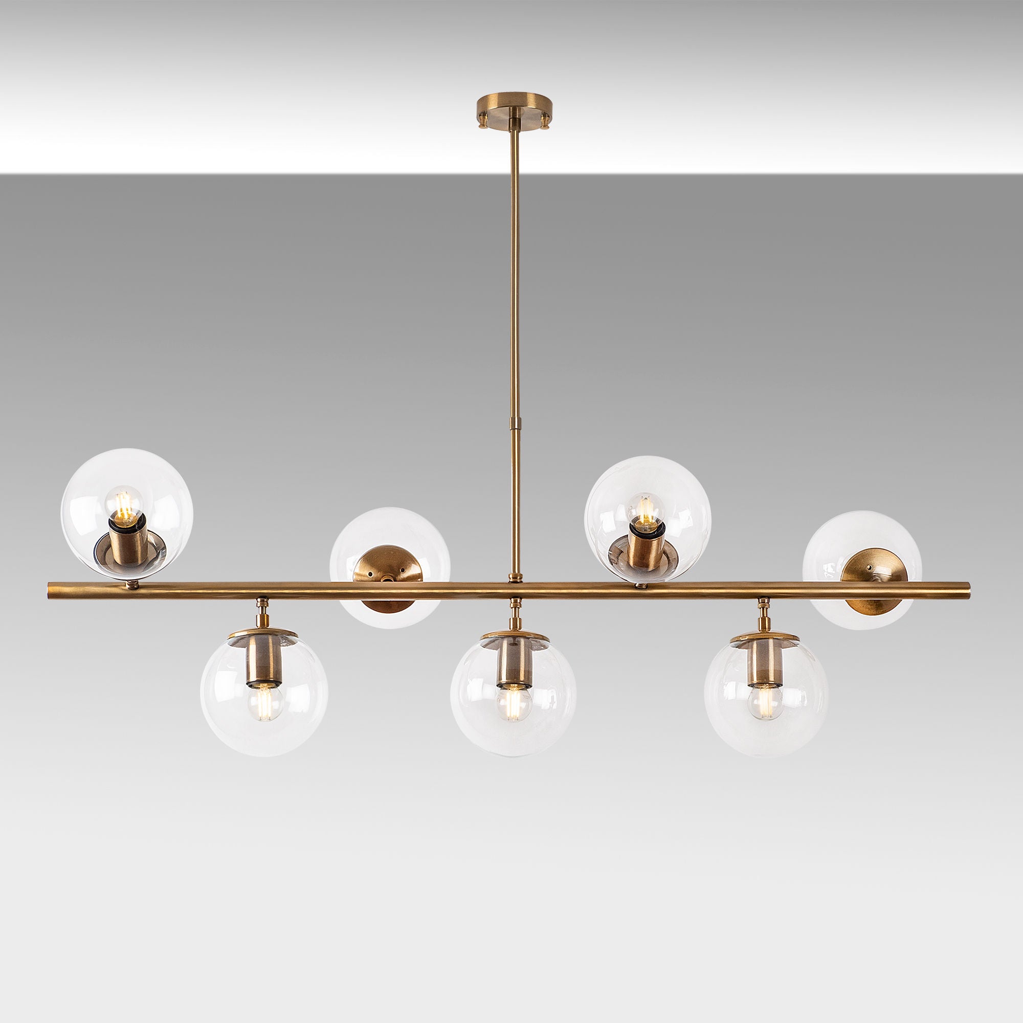 Lampa wisząca Horrelf x7 złota/ transparentne klosze