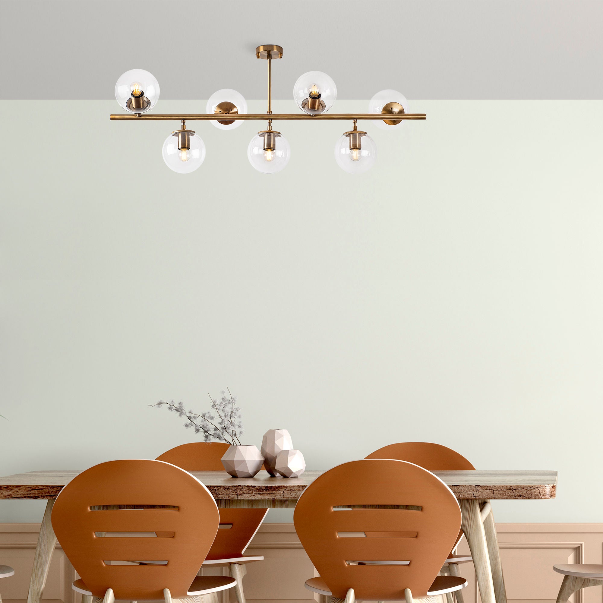 Lampa sufitowa Horrelf x7 złota/ transparentne klosze