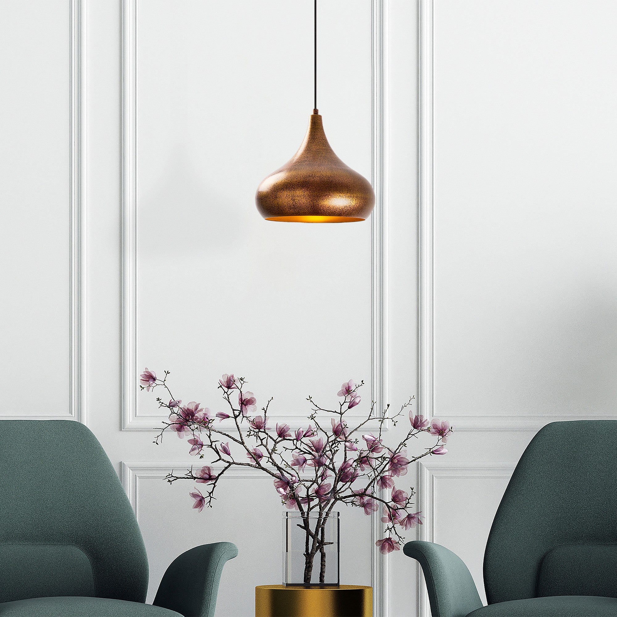 Lampa wisząca Sandshess średnica 28 cm metalowa miedziana