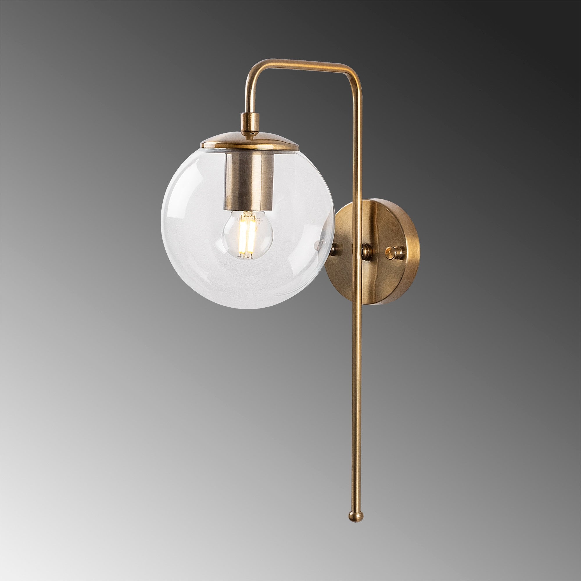 Lampa ścienna Inessites 43 cm złota/ transparentny klosz