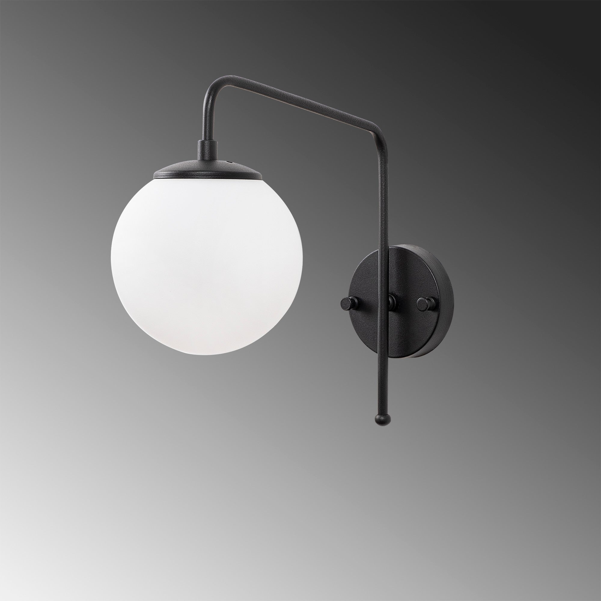 Lampa ścienna Inessites 32 cm czarna/ mleczny klosz