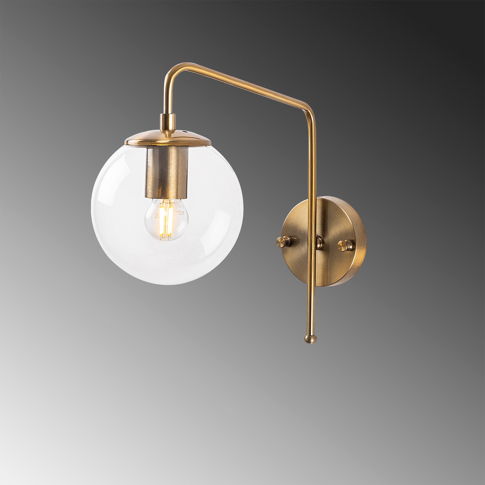Lampa ścienna Inessites 32 cm złota/ transparentny klosz
