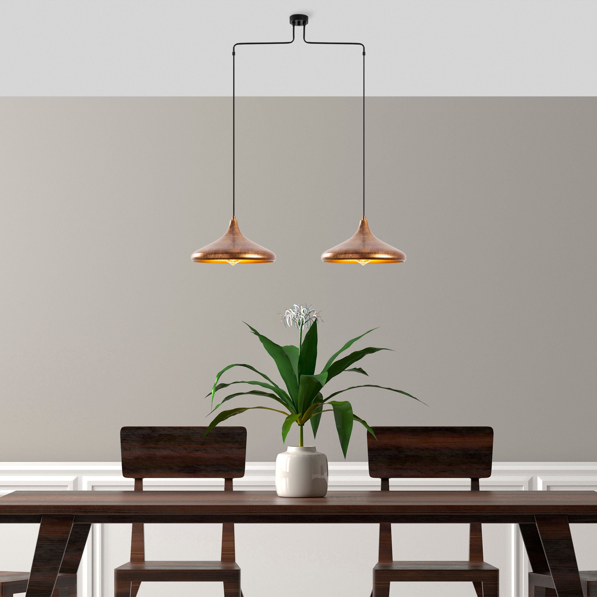 Lampa wisząca Nairred x2 postarzane złoto