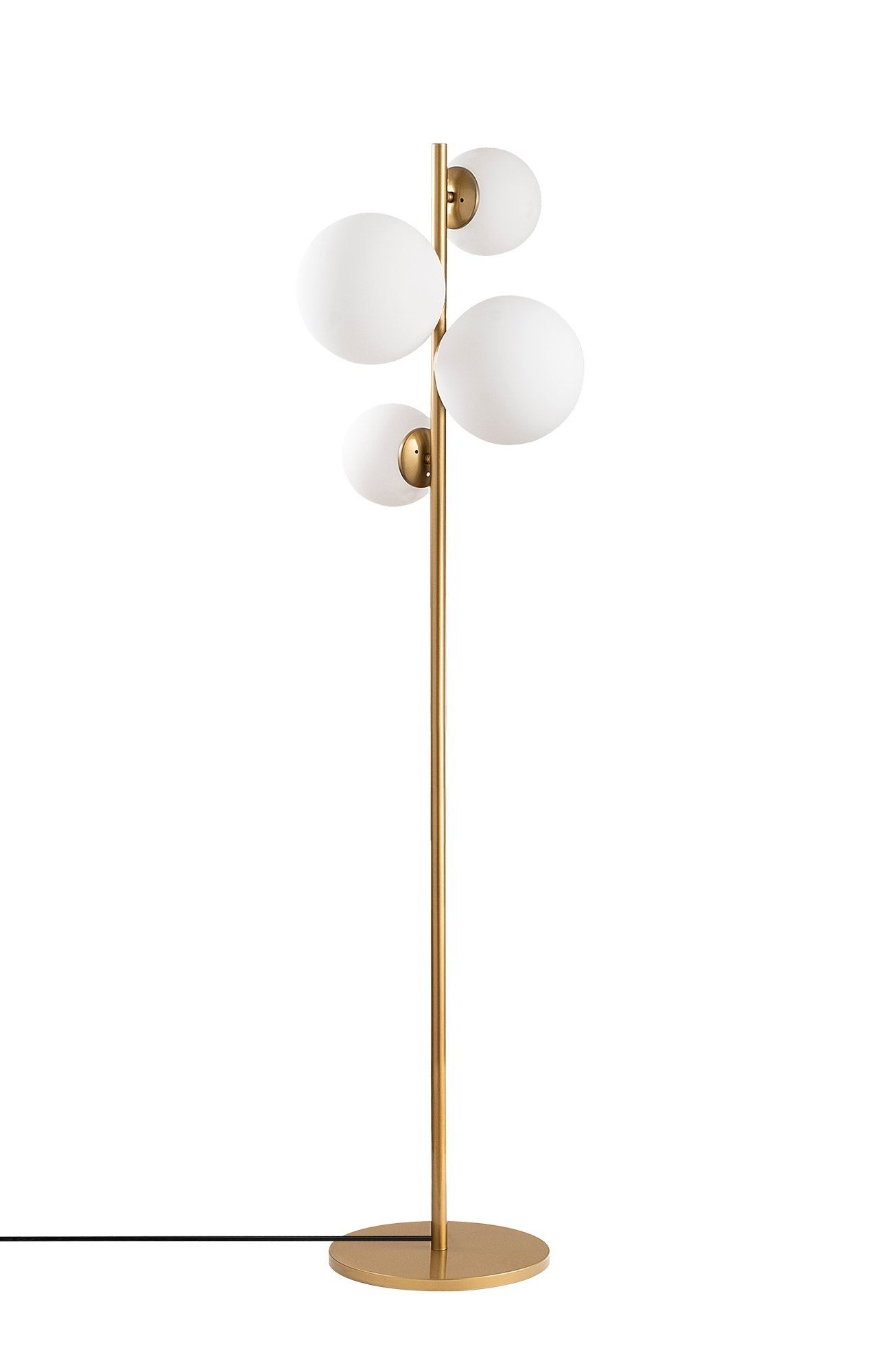 Lampa podłogowa Horrelf złota/ mleczne klosze
