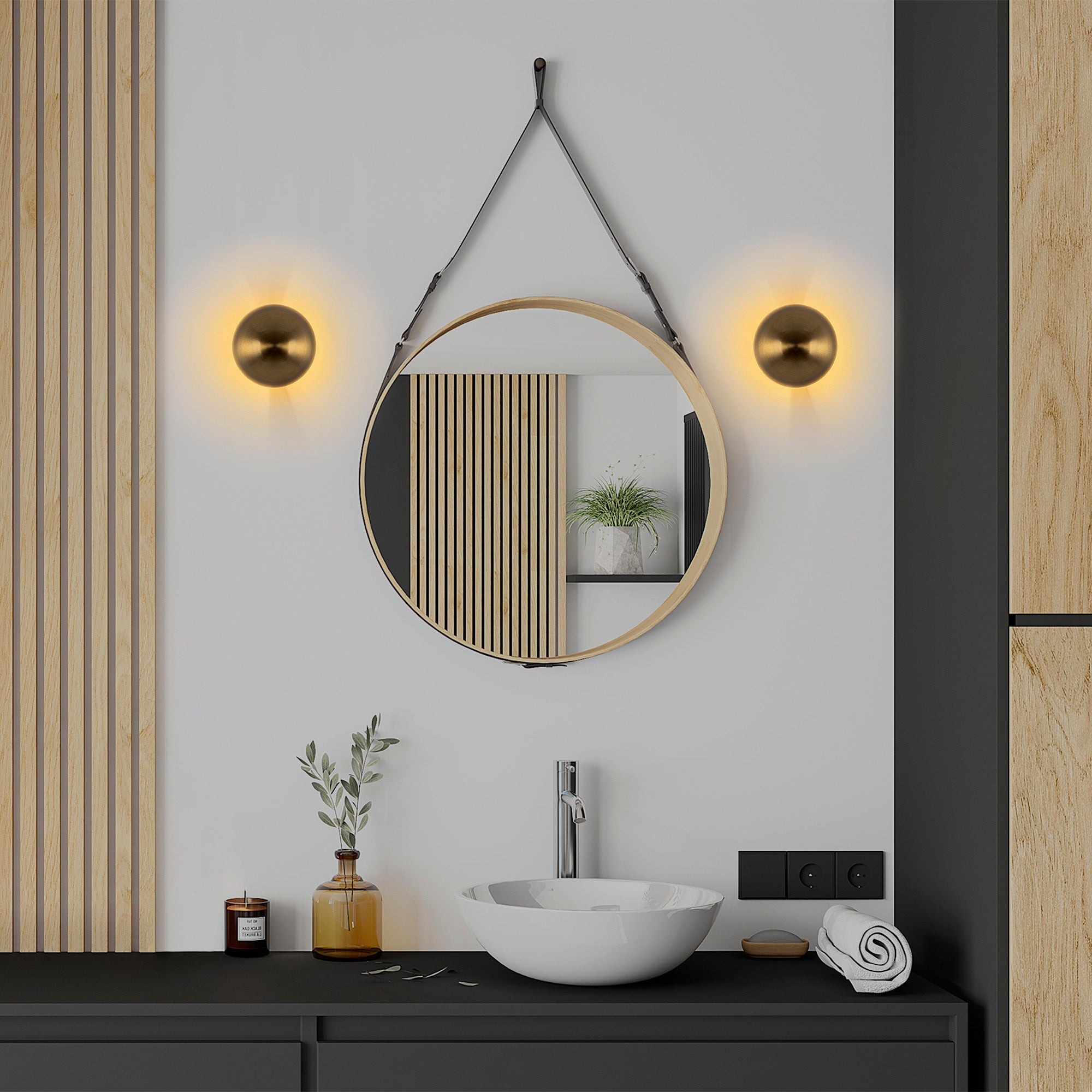 Lampa ścienna Emears średnica 16 cm złota