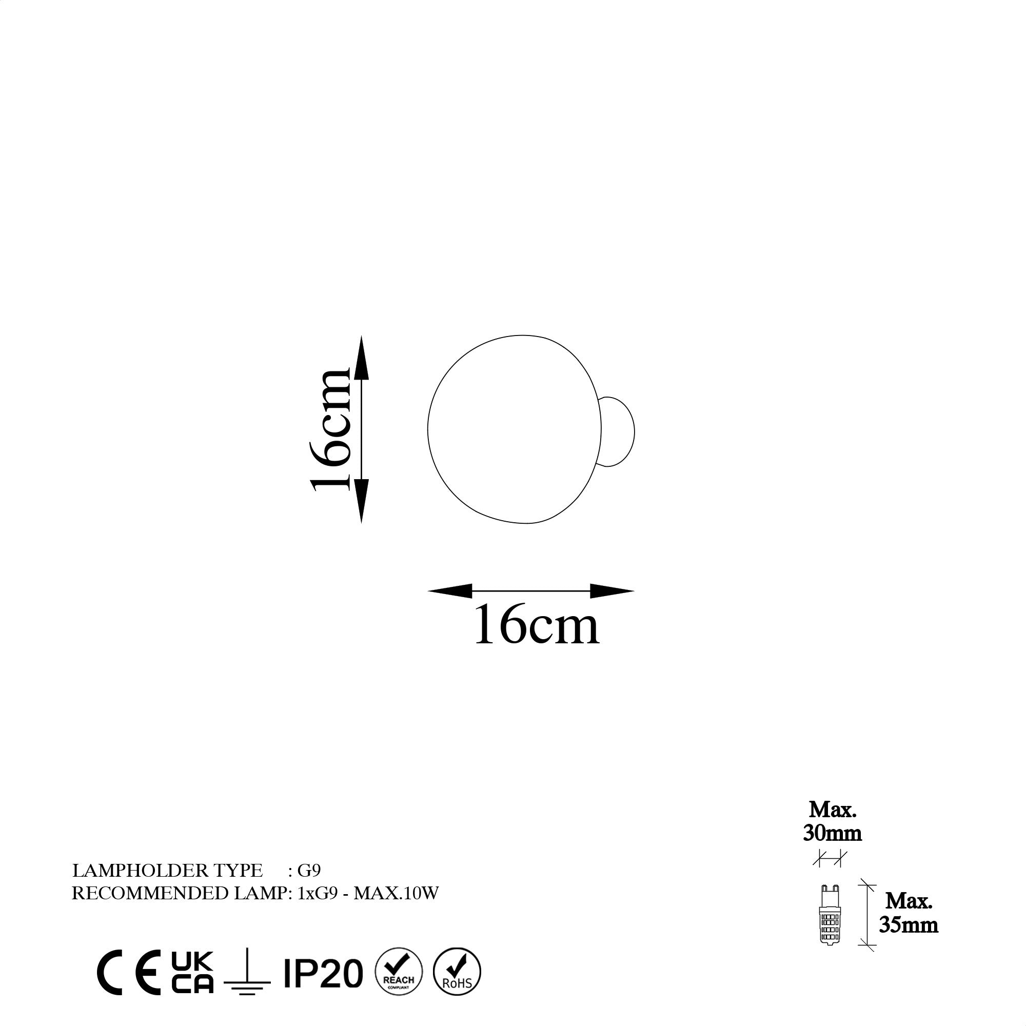Lampa ścienna Emears średnica 16 cm złota