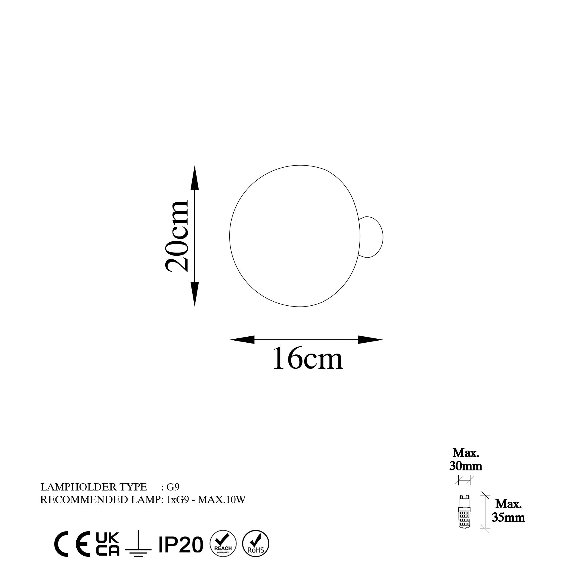 Lampa ścienna Emears średnica 20 cm złota