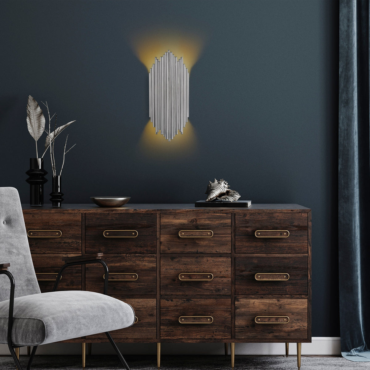 Lampa ścienna Bolines 50 cm chromowana - montaż ścienny