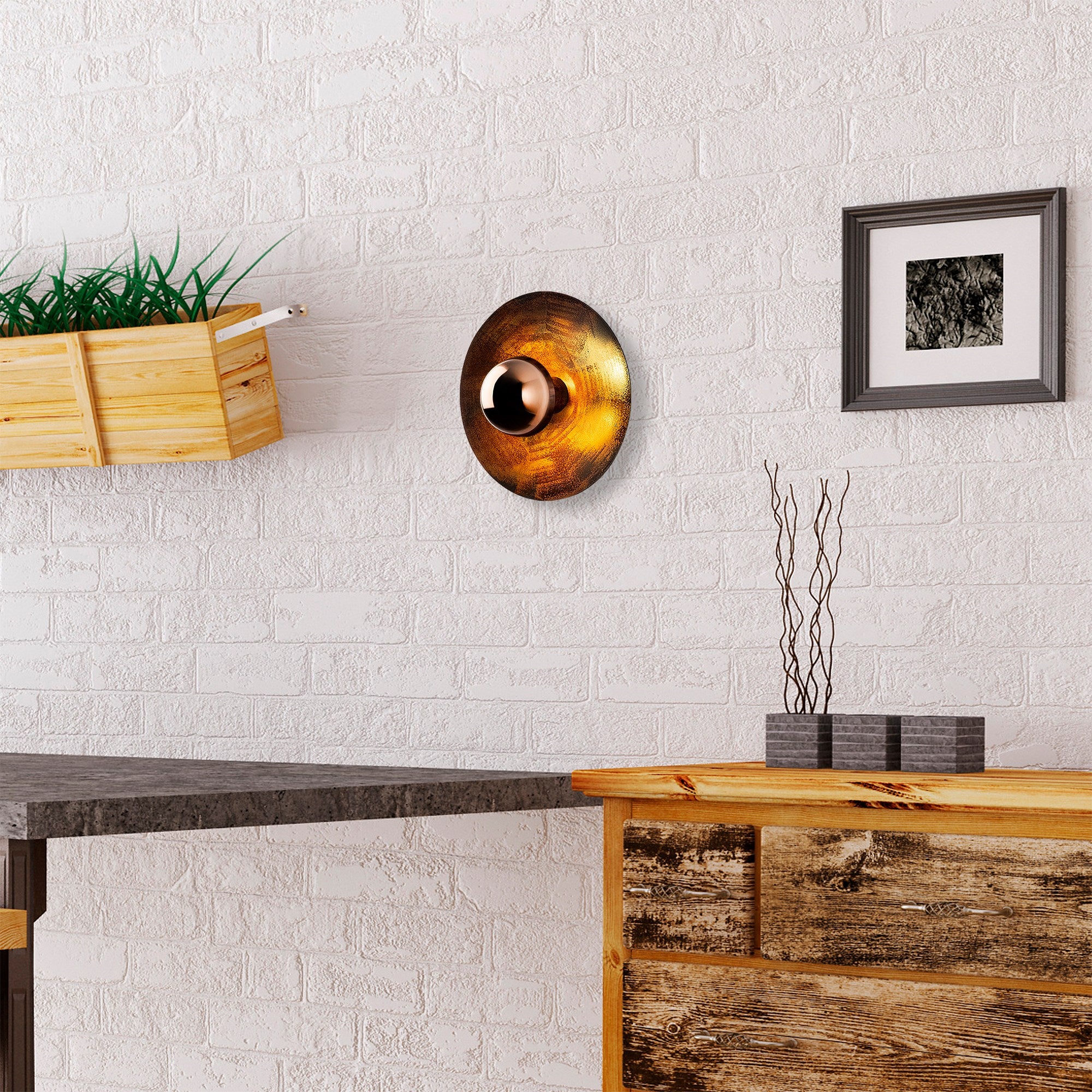 Lampa ścienna Novelock średnica 28 cm miedziana