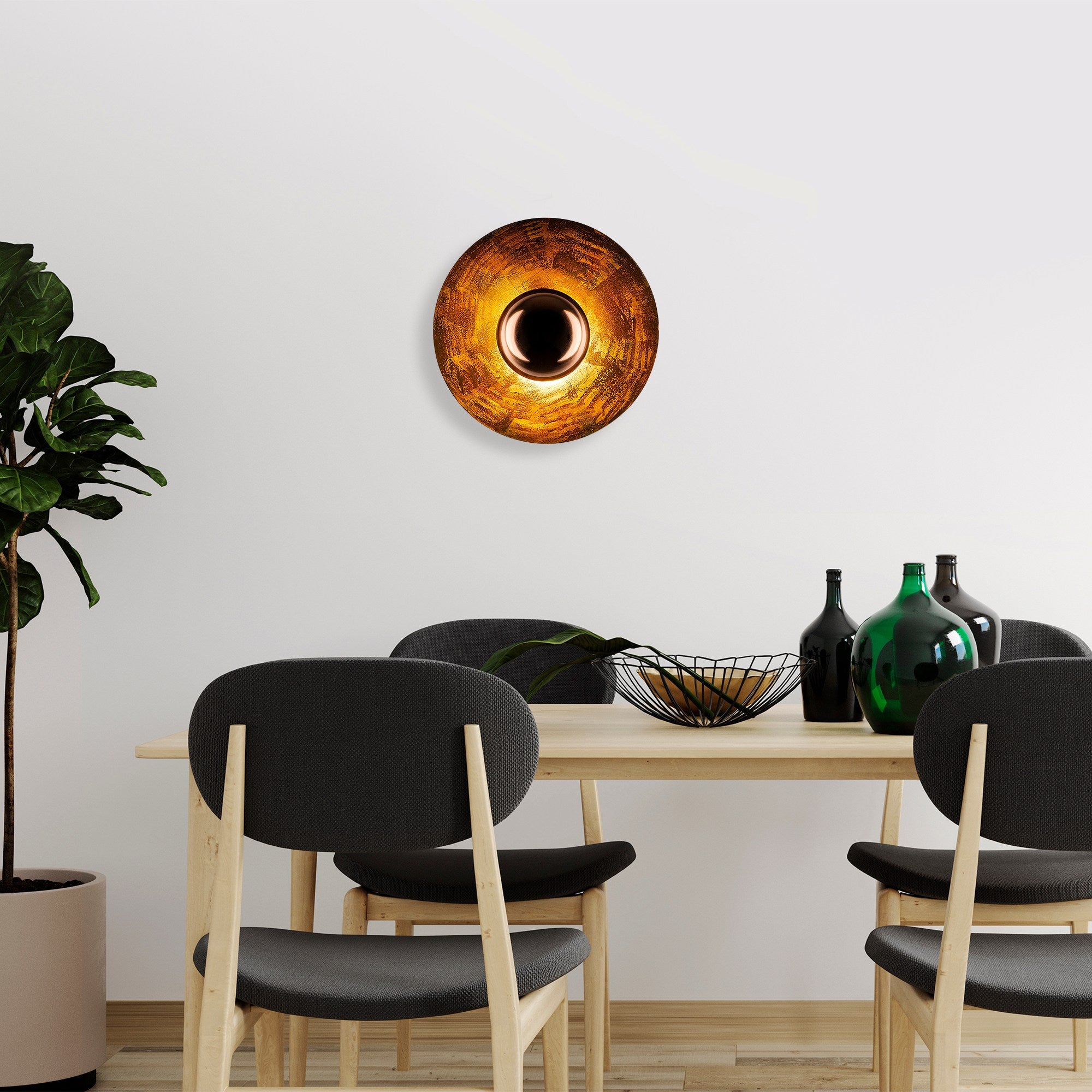 Lampa ścienna Novelock średnica 38 cm miedziana
