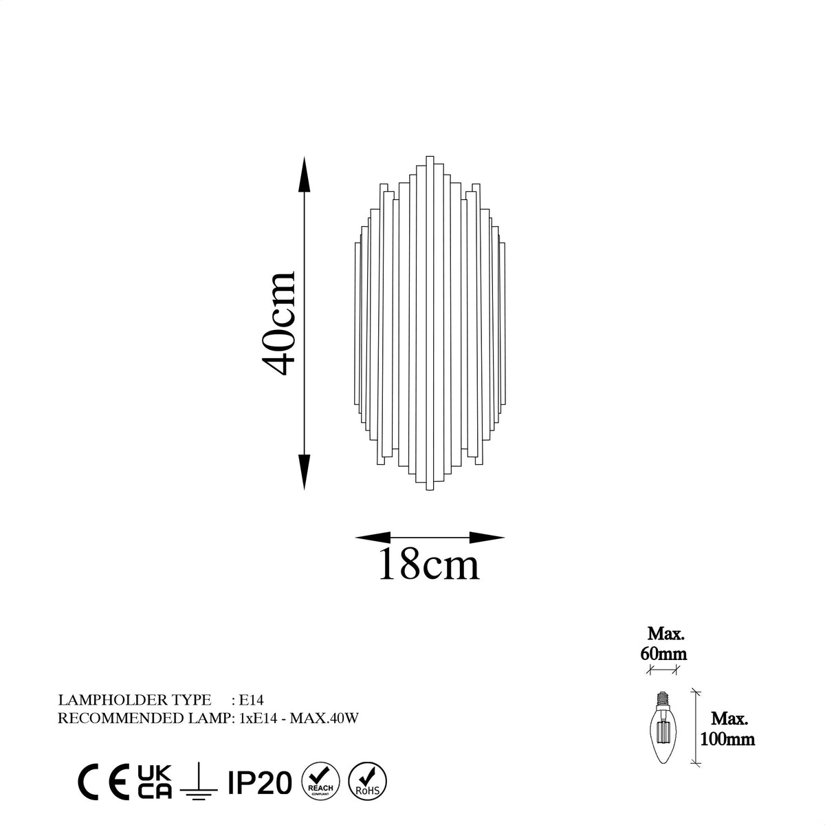 Lampa ścienna Bolines 50 cm chromowana - materiał metal