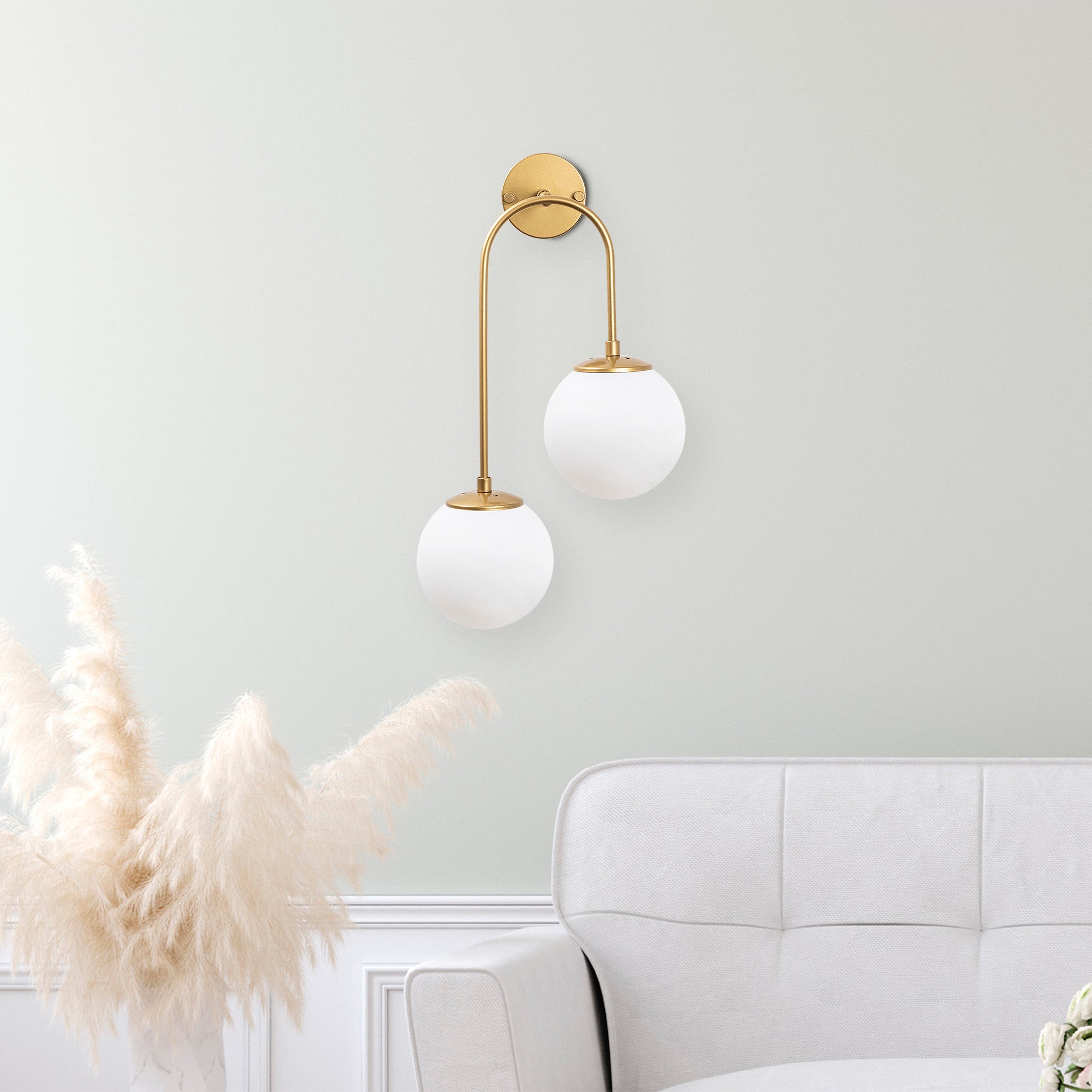 Lampa ścienna Tribilia x2 złota/mleczny klosz
