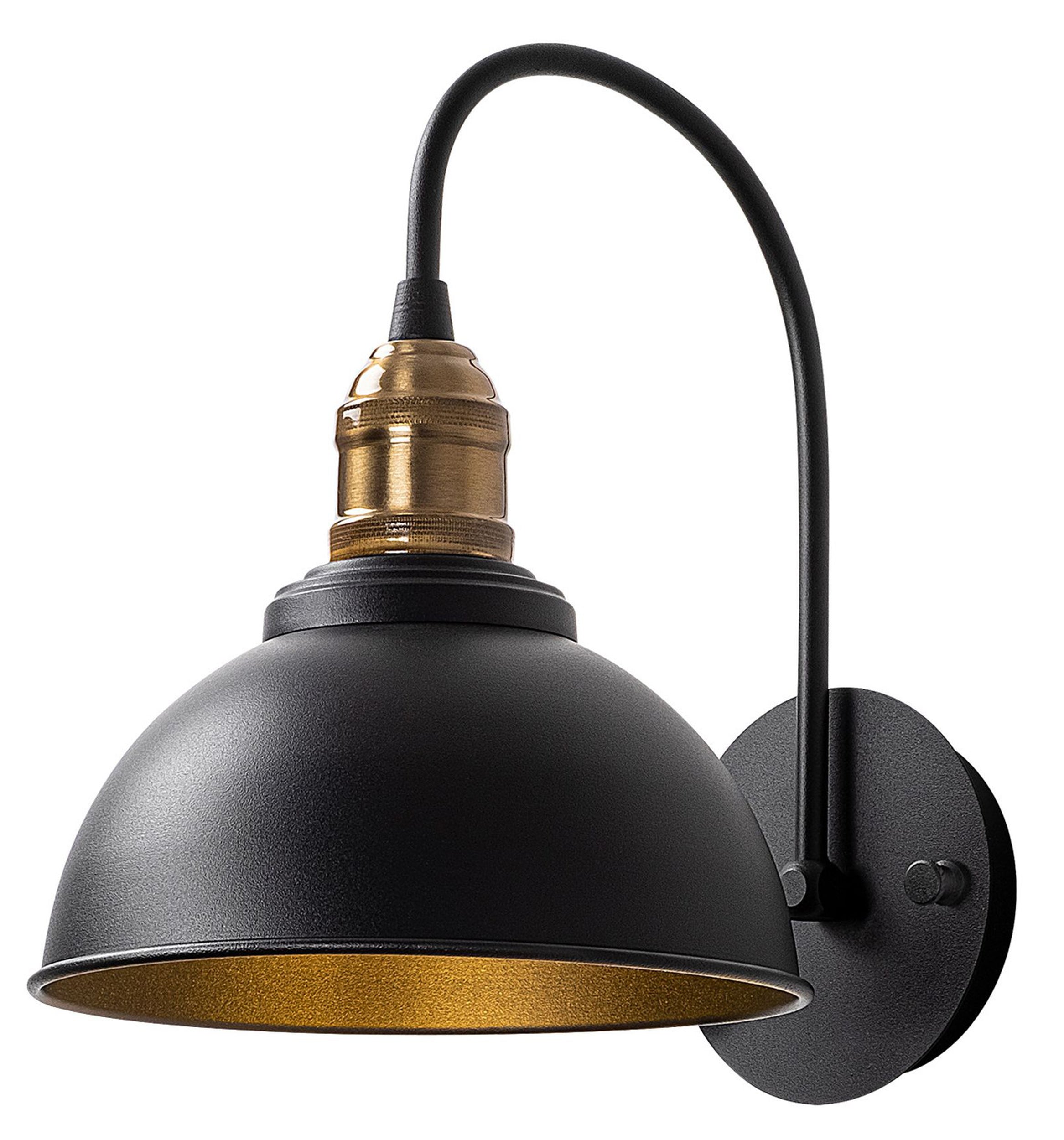 Lampa ścienna Alltand czarna z miedzianymi detalami