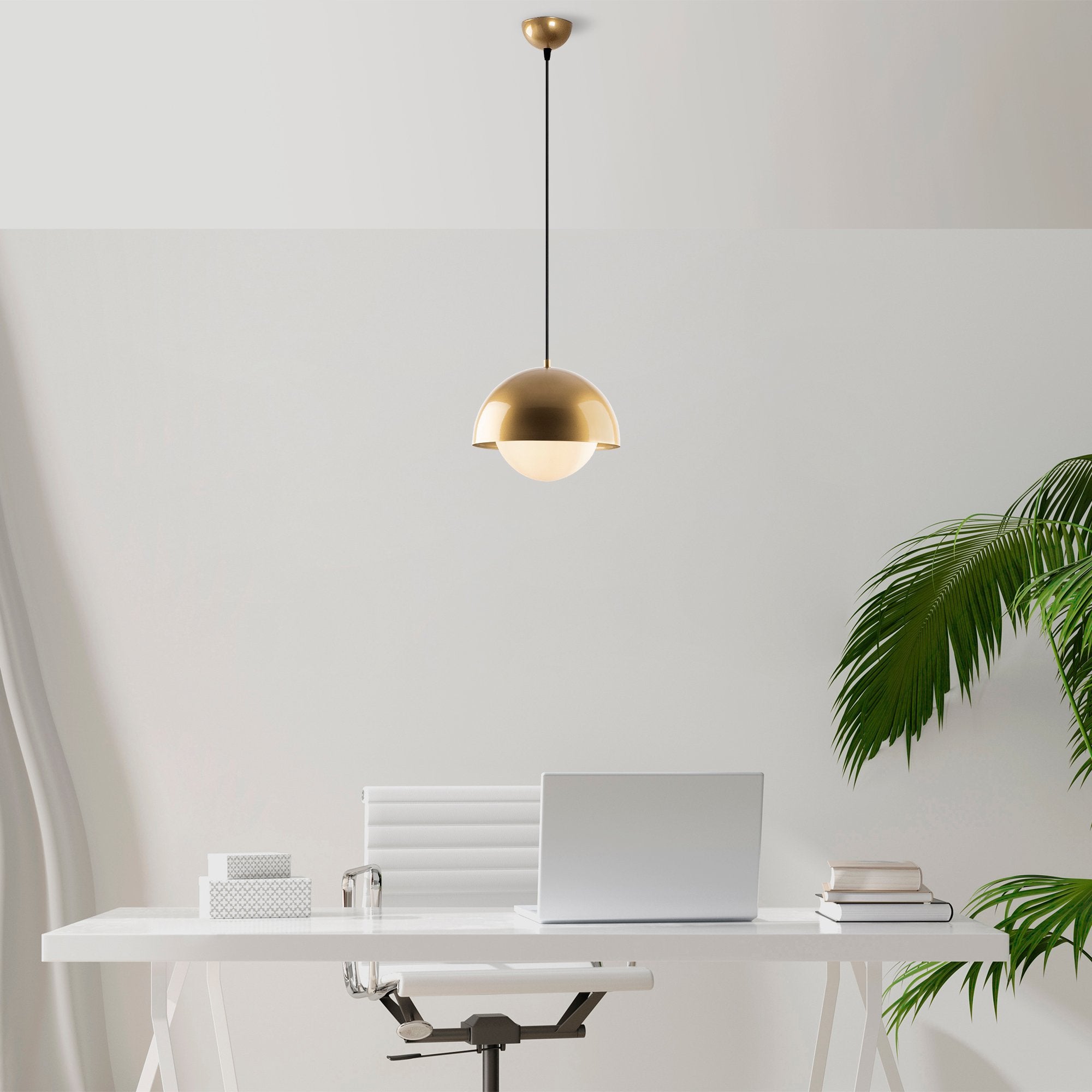 Lampa wisząca Rialler średnica 30 cm złota stelaż