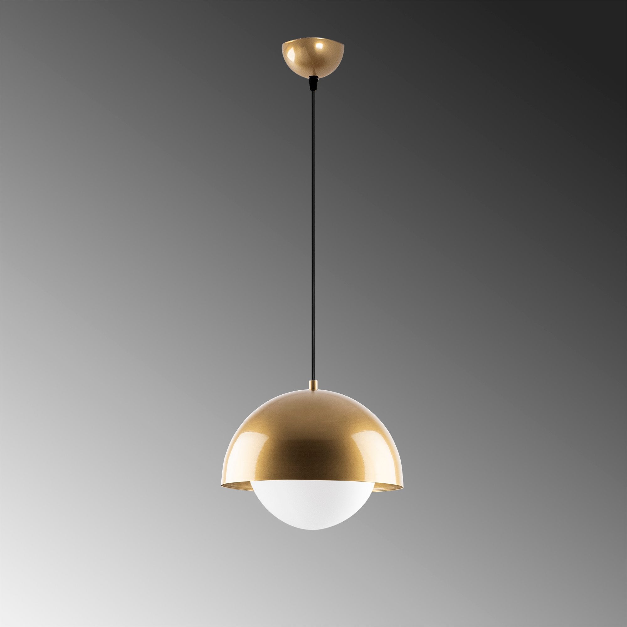 Lampa wisząca Rialler średnica 30 cm złota stelaż