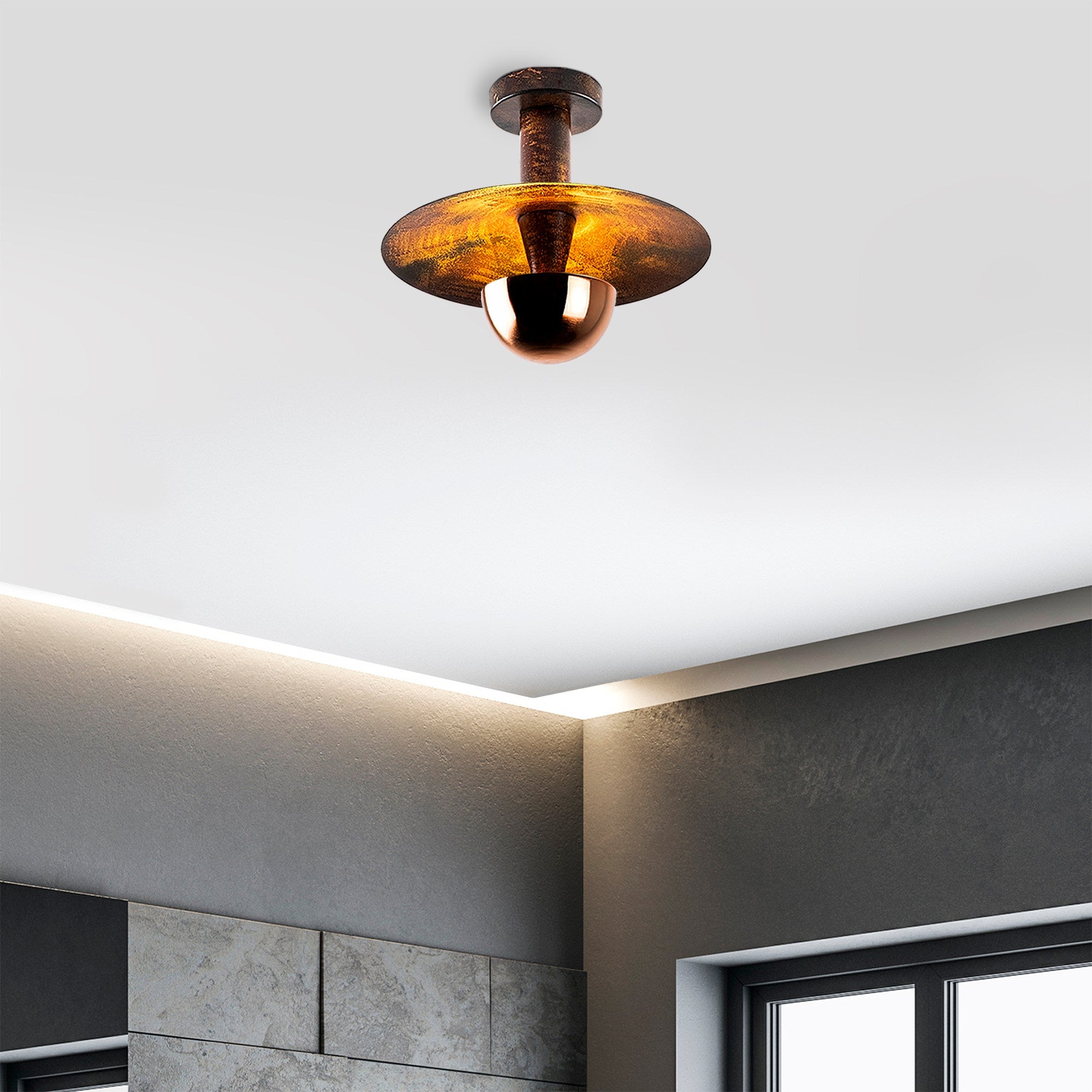 Lampa sufitowa Novelock średnica 28 cm miedziana